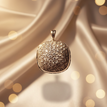 Sterling Silver Pavé CZ Cushion Pendant - Overhead View