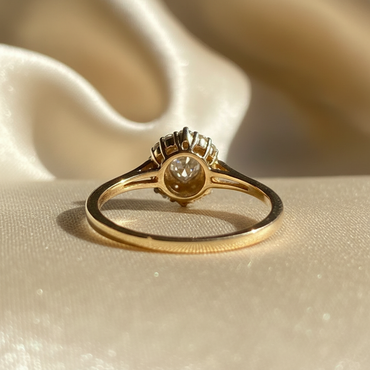 10K Yellow Gold Diamond Oval Cluster Ladies Promise Ring - marketing image side