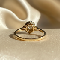 10K Yellow Gold Diamond Oval Cluster Ladies Promise Ring - marketing image side