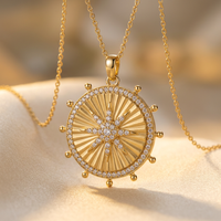 DOV 18K yellow gold Sunshine Pendant with included chain, angled view