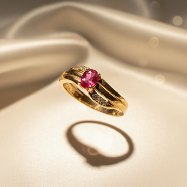 14K Yellow Gold Oval Ruby & Diamond Ring - Marketing Image 2