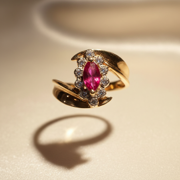 10K Yellow Gold Marquise Ruby & Diamond Ring - Marketing Image 5