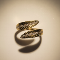 10K Yellow Gold Diamond Leaf Bypass Ring - Marketing Image 4