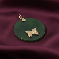 Jade Butterfly Pendant - Burgundy Silk