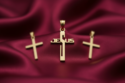 Jesus Cross Pendant — Three Crosses Bokeh
