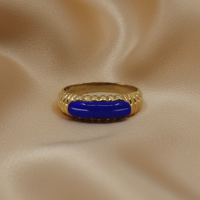 Lapis Lazuli Bar Ring - Warm Sand Silk