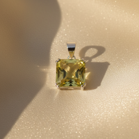 Lemon Quartz Emerald-Cut Sterling Silver Pendant