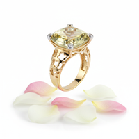 14K Yellow Gold Cushion-Cut Lime Quartz