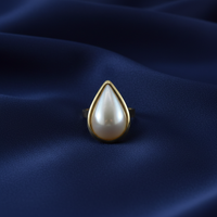 Mabé Pearl Teardrop Cocktail Ring — Navy Silk