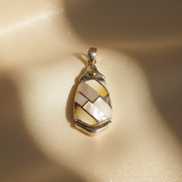 Sterling Silver Multi-Agate Mosaic Teardrop Pendant