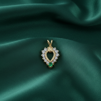Open Teardrop Emerald & Diamond Pendant — Hunter Green Silk