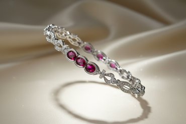 Oval Ruby & Diamond Filigree Link Bracelet