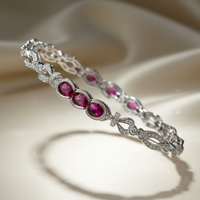 Oval Ruby & Diamond Filigree Link Bracelet