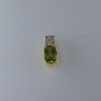 Peridot & Diamond Pendant in 14K Yellow Gold