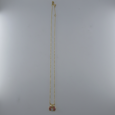 Pink Sapphire Cluster & Diamond Station Necklace in 14K Yellow Gold
