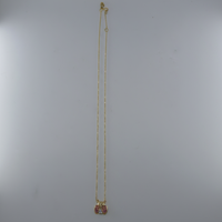 Pink Sapphire Cluster & Diamond Station Necklace in 14K Yellow Gold