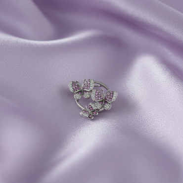 Pink Sapphire & Diamond Butterfly Cluster Pendant — Lavender Silk