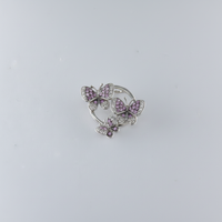 Pink Sapphire & Diamond Butterfly Cluster Pendant