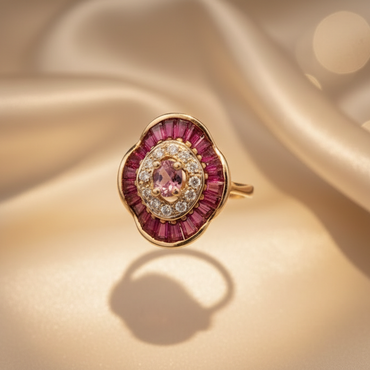Pink Sapphire & Ruby Ballerina Cocktail Ring