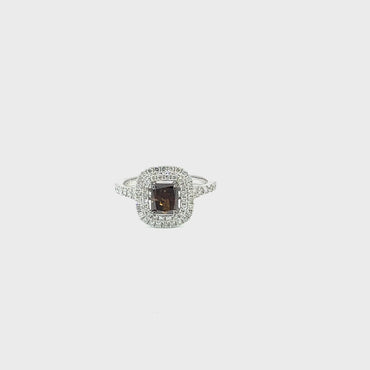 Brown Diamond Double Halo Ring