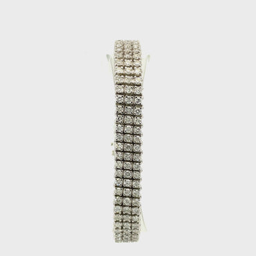 14K White Gold 8.70CTW Diamond 3 Row Tennis Bracelet