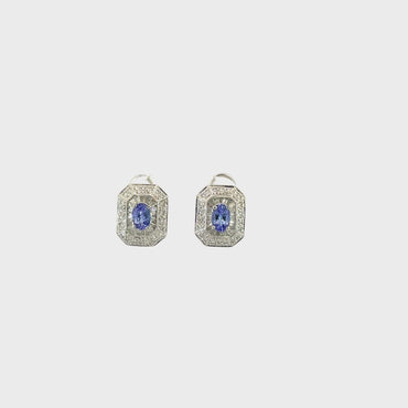 14K White Gold .86CTW Diamond & .92CTW Tanzanite Earrings