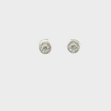 18K White Gold Natalie K. 1.20ctw Round Halo Diamond Studs