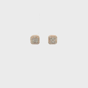 10K Rose Gold Mosaic Style Diamond Earrings