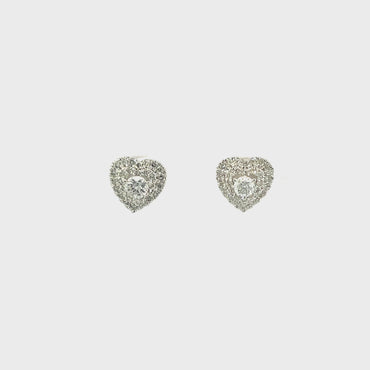 10K White Gold .50CTW Diamond Heart Earrings