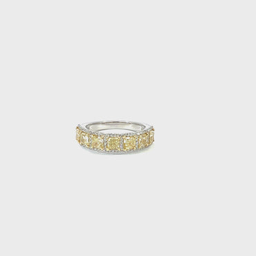 Yellow And White Diamond Halo Style Band