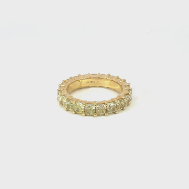 Yellow Diamond 4.93CTW Cushion Cut Eternity Band