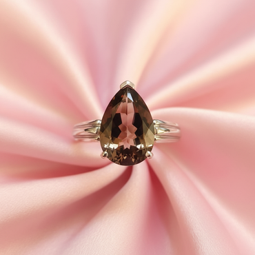 Ring Top View on Pink Satin