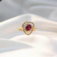 Ruby & Baguette Diamond Heart Ring — High Key