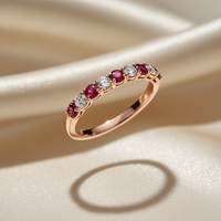 Ruby & Diamond Alternating Eternity Band in Rose Gold