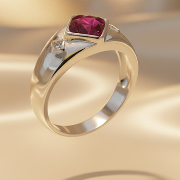 Ruby & Diamond Signet Ring — Photorealistic