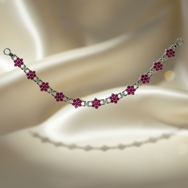 Ruby Flower Cluster Bracelet