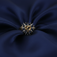 Sapphire & Diamond Heart Cluster Ring - Deep Navy Silk