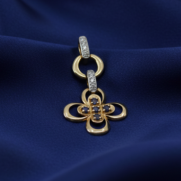 Sapphire Flower Pendant - Midnight Blue Silk