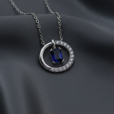 Sapphire Pendant - Charcoal Silk