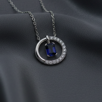 Sapphire Pendant - Charcoal Silk
