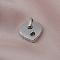 Silver Heart Pendant - Blush Silk