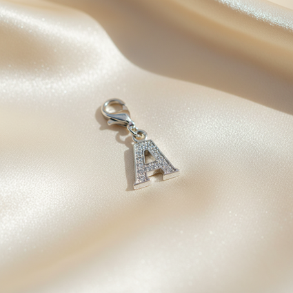 Sterling Silver CZ Accent Initial Charm