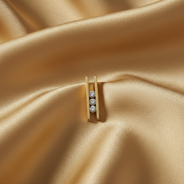Three-Diamond Channel Bar Pendant — Gold Silk