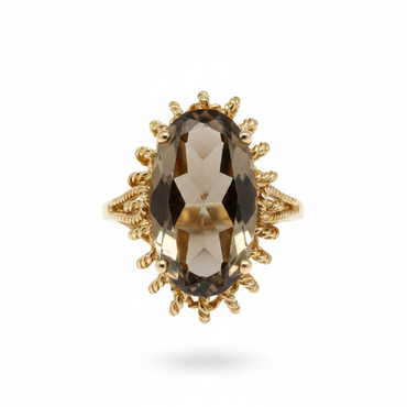 14kt Yellow Gold Smoky Topaz Filigree Ring