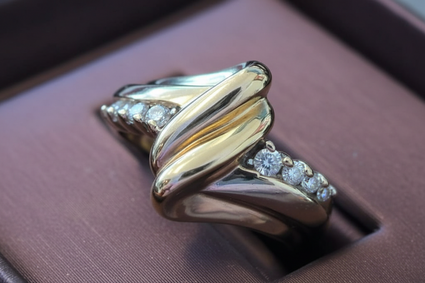 Two-Tone Diamond Bypass Ring