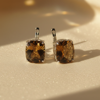 Whiskey Quartz Filigree Lever-Back Earrings