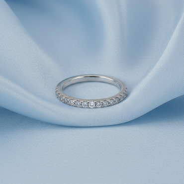 White Gold Pavé Diamond Band - Icy Blue Silk