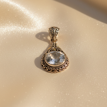 White Topaz Scrollwork Pendant