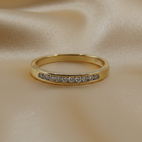 Yellow Gold Diamond Band - Warm Champagne Silk