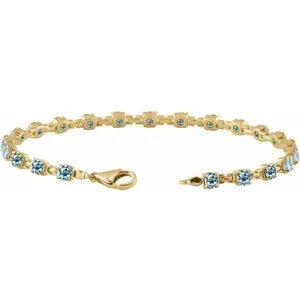 14K Yellow Natural Sky Blue Topaz 7 1/4